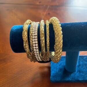 Wet Seal Set of 6 Goldtone Bangles NWT Fun Fashion Boho Festival